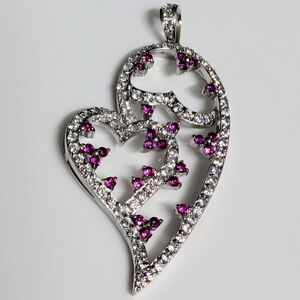 Nib! Large 925 Sterling Silver Hearts Pendant